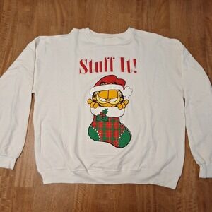 RARE Vtg Garfield International Sweatshirt XL Christmas Stocking 'STUFF IT' USA